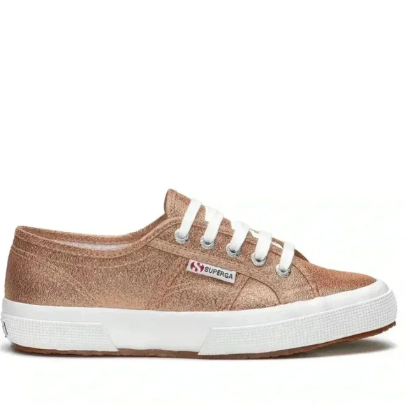 SUPERGA Rose Gold Glitter Sneaker size 36 6 NEW metallic shoe - Picture 1 of 7